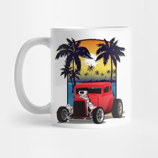 Red 1932 Chevy 5 Window Coupe Hot Rod California Beachin Print Mug